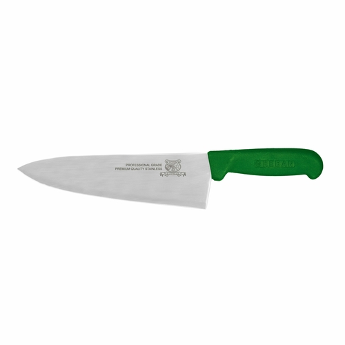 Omcan USA 12003 8" Stainless Steel Green Handle Medium Blade Chef Knife