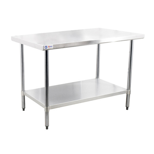 Omcan USA 22073 48" W x 30" D Galvanized 18 Gauge Standard Work Table with Undershelf