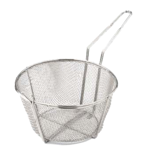 Omcan USA 80382 10.5" Dia. x 6" H Nickel Plated Steel Round Medium Mesh Fry Basket