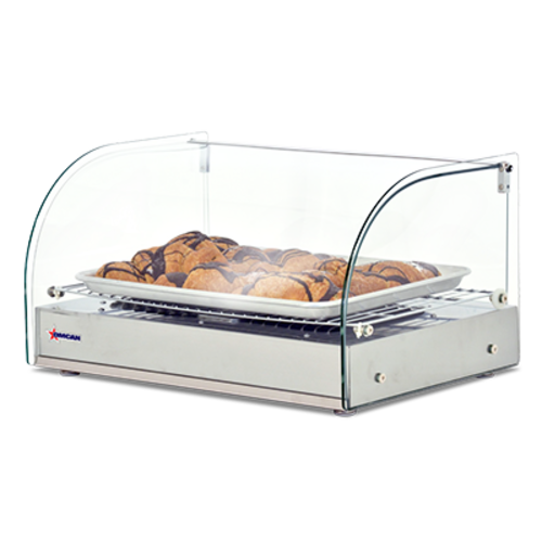 Omcan USA 41868 Stainless Steel and Glass Countertop Food Warmer and Display Case - 110 Volts 1-Ph