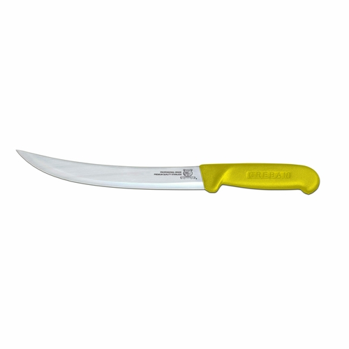 Omcan USA 12354 10" Stainless Steel Yellow Handle Curved Breaking Knife