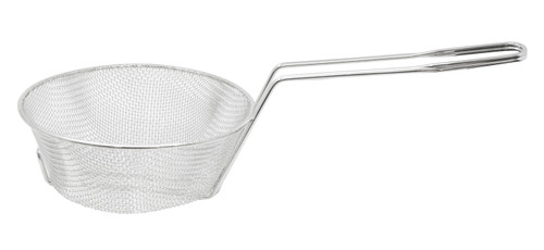 Omcan USA 80377 8" Dia. x 3" H Nickel Plated Steel Round Fine Mesh Culinary Basket