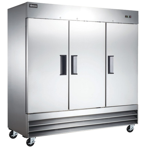 Omcan USA 50027 81" W 3 Solid Doors All Stainless Steel Freezer - 110 Volts
