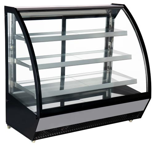 Omcan USA 46471 59.8" W Curved Glass 3 Shelves Refrigerated Display