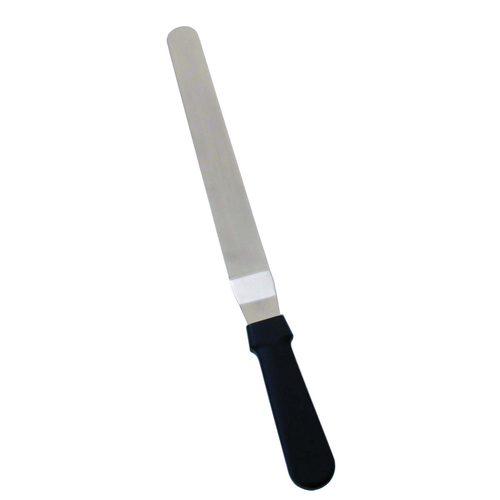 Omcan USA 80143 8.5" x 1.5" Stainless Steel Blade with Black Plastic Handle Offset Bakery Spatula