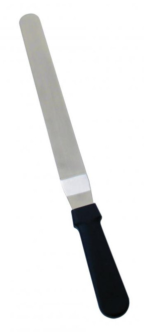 Omcan USA 80143 8.5" x 1.5" Stainless Steel Blade with Black Plastic Handle Offset Bakery Spatula
