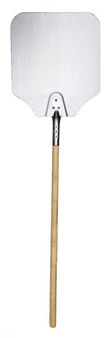 Omcan USA 80251 12" x 14" Aluminum Blade Rectangular Pizza Peel with 52" L and Wooden Handle