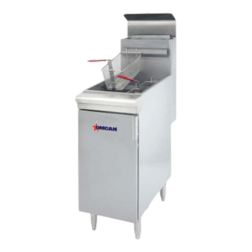 Omcan USA 43422 40 Lbs. Stainless Steel Liquid Propane Gas Floor Model Fryer - 90,000 BTU