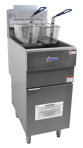 Omcan USA 43422 40 Lbs. Stainless Steel Liquid Propane Gas Floor Model Fryer - 90,000 BTU