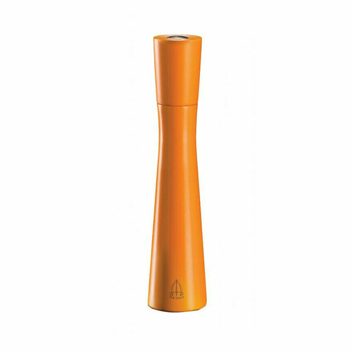 Omcan USA 43677 10.24" Tall Orange Finish Italian Beech Wood Acrylic Resin Base TRE SPADE Turandot Series Pepper Mill