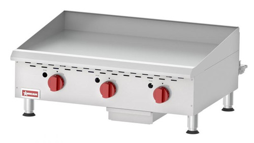 Omcan USA 43018 24"W x 20"D Stainless Steel Countertop Natural Gas Griddle - 60,000 BTU