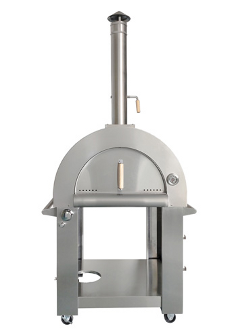 Omcan USA 49113 1 Deck Stainless Steel Wood and Propane Gas Countertop Pizza Oven - 35,000 BTU