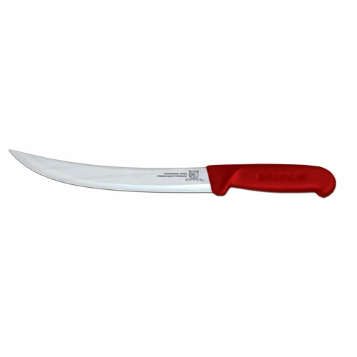 Omcan USA 12350 10" Stainless Steel Red Handle Curved Breaking Knife