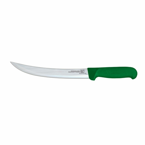 Omcan USA 23891 8" Green Handle Curved Blade Breaking Knife