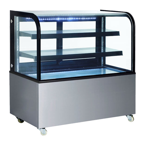 Omcan USA 47103 47.8" W Curved Glass 2 Shelves Non-Refrigerated Bakery Display Case
