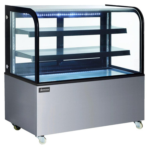 Omcan USA 47103 47.8" W Curved Glass 2 Shelves Non-Refrigerated Bakery Display Case