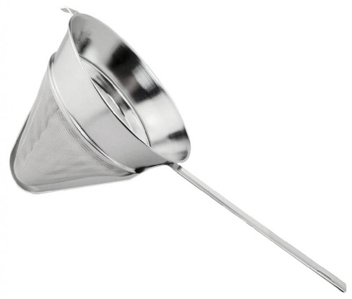 Omcan USA 80124 8.5" Dia. Stainless Steel Bouillon Strainer with Reinforced Flat Handle