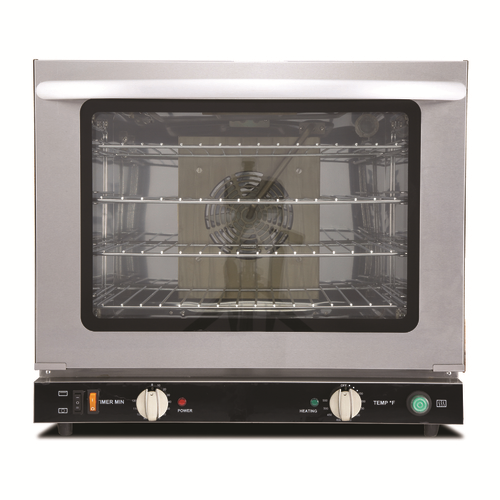 Omcan USA 44519 Stainless Steel Single Deck Half Size Electric Countertop Convection Oven - 220 Volts 1-Ph