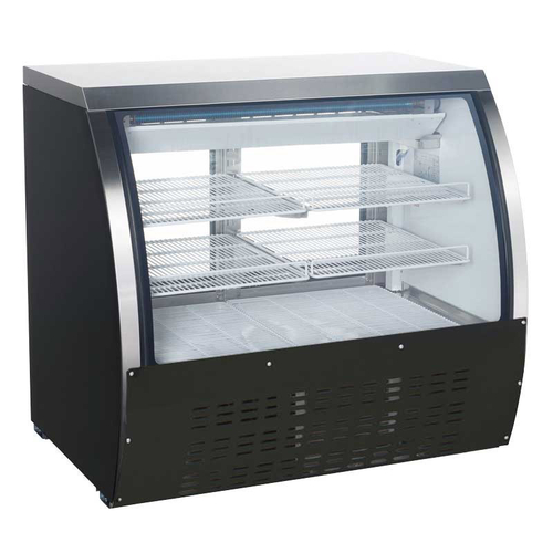 Omcan USA 50077 47" W Black Coated Steel 4 Shelves Refrigerated Deli Display Case - 115 Volts 1-Ph