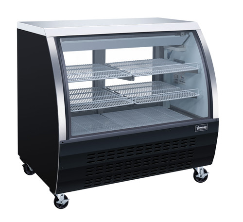 Omcan USA 50077 47" W Black Coated Steel 4 Shelves Refrigerated Deli Display Case - 115 Volts 1-Ph