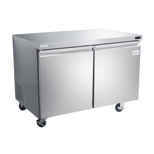 Omcan USA 50056 47.2" W Stainless Steel 2 Doors Reach-In Under Counter Refrigerator -115 Volts 0.2 HP