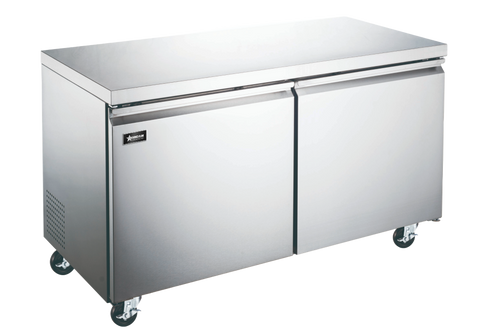 Omcan USA 50056 47.2" W Stainless Steel 2 Doors Reach-In Under Counter Refrigerator -115 Volts 0.2 HP