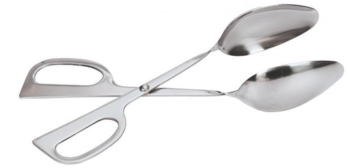 Omcan USA 80425 10" Stainless Steel Double Spoons Salad Scissor Tongs