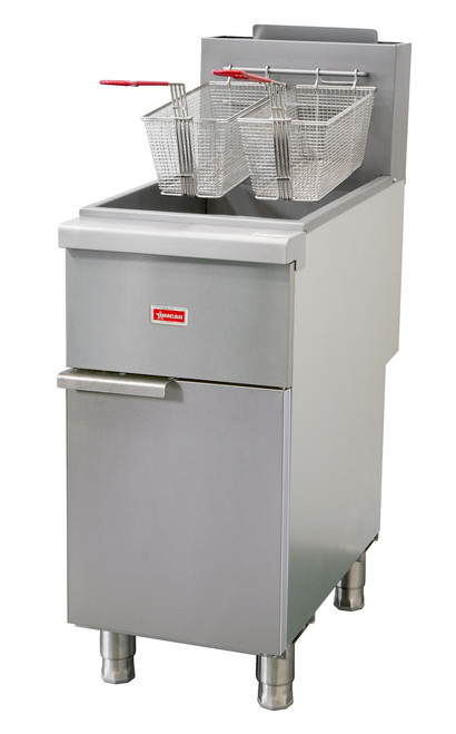 Omcan USA 48305 15.5" W Stainless Steel Floor Model Natural Gas Fryer - 90,000 BTU