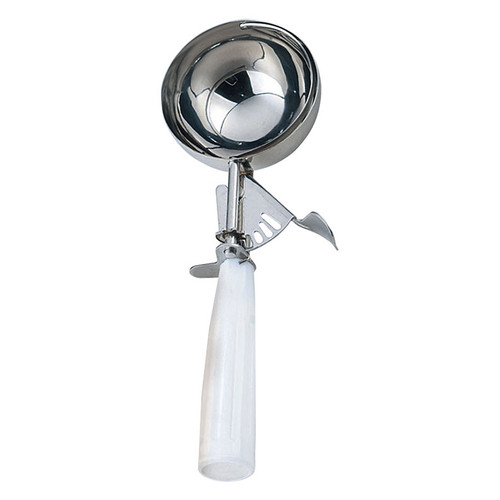 Omcan USA 34840 5.03 Oz. White Plastic Handle Stainless Steel Ice Cream Scoop