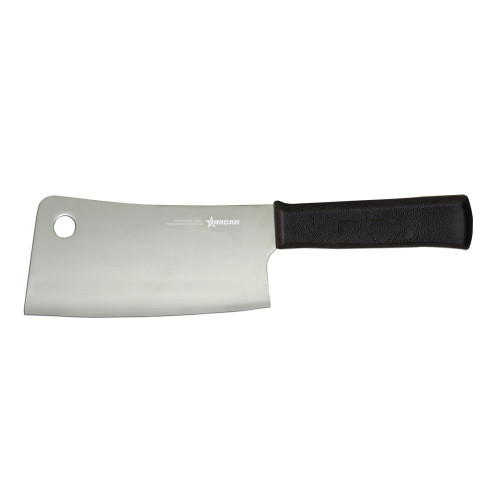 Omcan USA 10549 7" Stainless Steel Blade Black Plastic Handle Cleaver