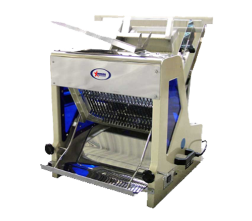 Omcan USA 44248 15" W x 6" H Maximum Loaf Size 0.75" Slice Thickness Countertop Bread Slicer - 0.25 HP