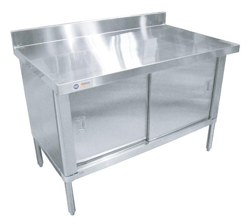 Omcan USA 28644 72"W x 30"D x 38"H Stainless Steel 4" Backsplash Work Table