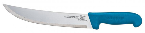 Omcan USA 12268 12" Stainless Steel Blue Handle Curved Blade Steak Knife