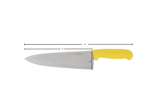 Omcan USA 12016 8" Stainless Steel Yellow Handle Medium Blade Chef Knife