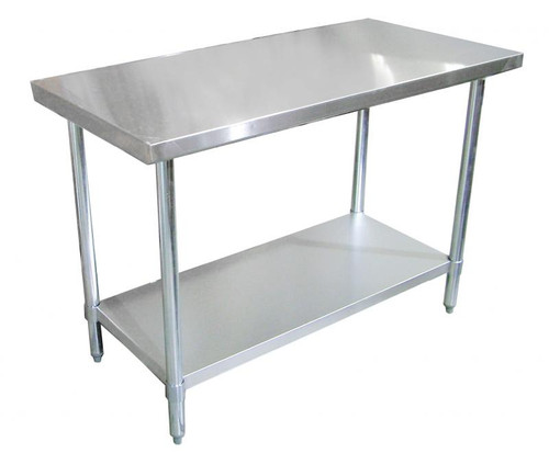 Omcan USA 22066 48" W x 24" D Galvanized 18 Gauge Standard Work Table with Undershelf