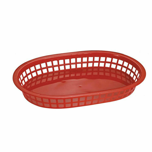 Omcan USA 80356 10" Red Plastic Oval Platter Basket