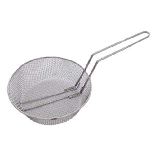 Omcan USA 80371 8" Dia. x 3" H Nickel Plated Steel Round Coarse Mesh Culinary Basket