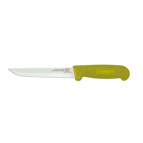 Omcan USA 11700 6" Stainless Steel Yellow Handle Straight Boning Knife