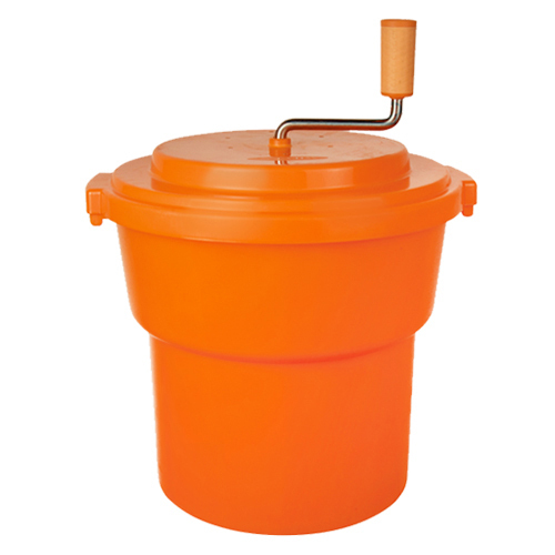 Omcan USA 43637 2.5 Gal. Orange Plastic Manual Salad Spinner