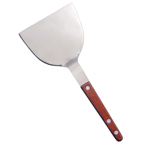 Omcan USA 80017 4" x 3.5" Stainless Steel Blade with Wood Handle Solid Tappanyaki Turner