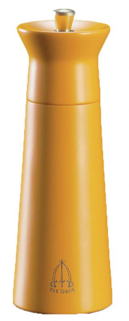 Omcan USA 43689 5.91" Tall Orange Finish Beech Wood TRE SPADE Nabucco Series Pepper Mill