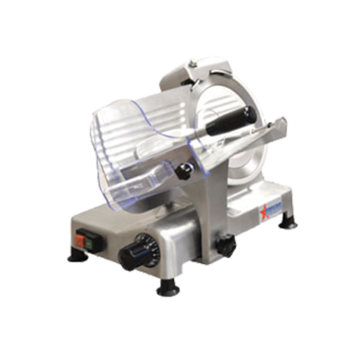 Omcan USA 31823 8" Dia. Stainless Steel Carbon Steel Blade Manual Meat Slicer - 110 Volts 1-Ph