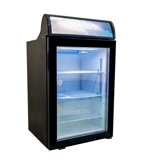 Omcan USA 44526 3.5 Cu. Ft. Metal Plate 1 Hinged Door Reach-In Countertop Freezer Display - 110 Volts