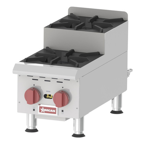 Omcan USA 44198 12" W Stainless Steel Natural Gas Counter Top Hotplate - 60,000 BTU