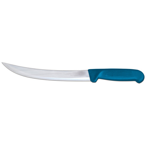 Omcan USA 12344 10" Stainless Steel Blue Handle Curved Breaking Knife