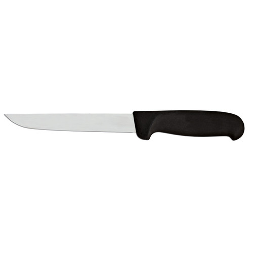 Omcan USA 12844 6" Stainless Steel Black Handle Straight Boning Knife