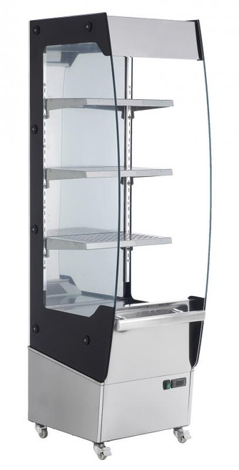 Omcan USA 39537 19.04"W Stainless Steel Floor Model Heated Display Case - 220 Volts 1-Ph