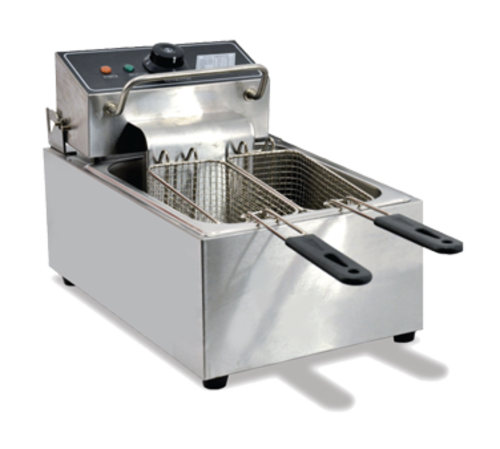 Omcan USA 39371 13.23 Lbs. Stainless Steel Electric Countertop Fryer - 220 Volts 1-Ph