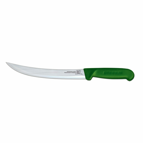 Omcan USA 12347 10" Stainless Steel Green Handle Curved Breaking Knife
