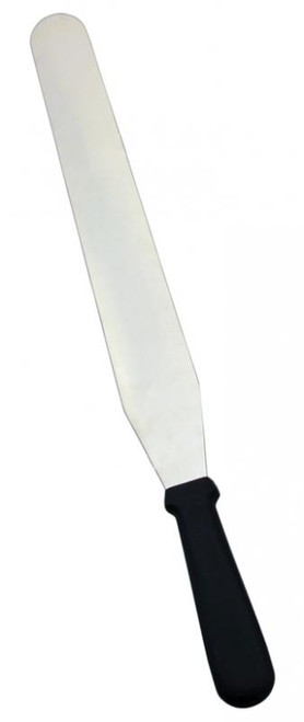 Omcan USA 80001 10" x 1.38" Stainless Steel Blade with Black Plastic Handle Bakery Spatula
